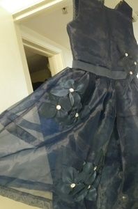 NWT Nanette Lepore Girls Navy Blue Layered Dress